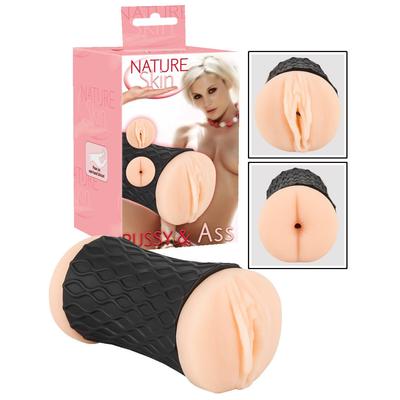 Kép 1/6 - Nature Skin - élethű punci és popsi maszturbátor (natúr-fekete)