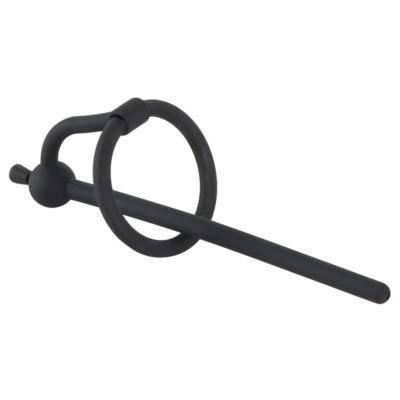 Kép 2/7 - Penisplug Dilator - szilikon húgycsőtágító makkgyűrűvel (0,6mm) - fekete - 2