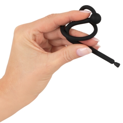 Kép 3/7 - Penisplug Dilator - szilikon húgycsőtágító makkgyűrűvel (0,6mm) - fekete - 3
