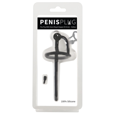 Kép 1/7 - Penisplug Dilator - szilikon húgycsőtágító makkgyűrűvel (0,6mm) - fekete