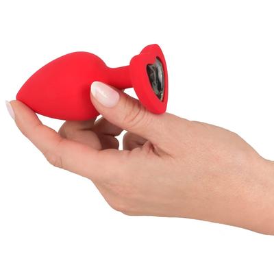 Kép 7/8 - You2Toys - Plug Large - fekete köves, szíves anál dildó (piros) - nagy - 7