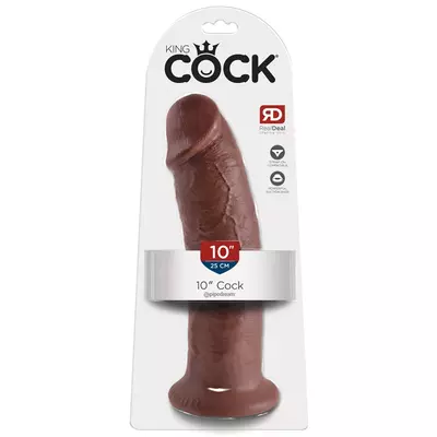 Kép 1/5 - King Cock 10 - nagy tapadótalpas dildó (25cm) - barna