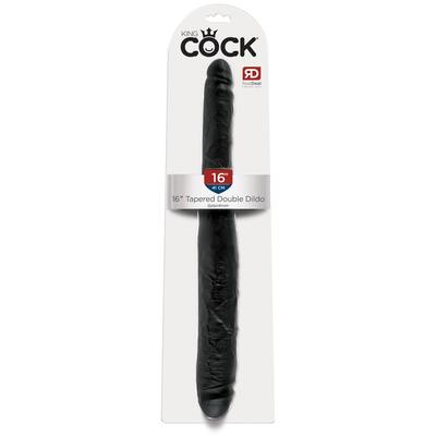 Kép 1/3 - King Cock 16 Tapered - élethű dupla dildó (41cm) - fekete