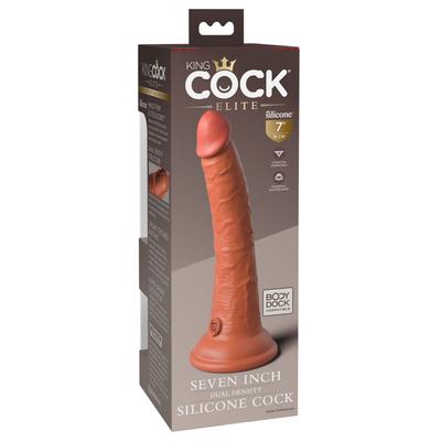Kép 2/6 - King Cock Elite 7- tapadótalpas, élethű dildó (18cm) - sötét natúr - 2