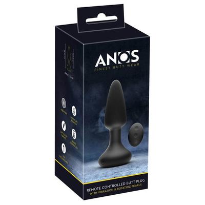 Kép 2/9 - Anos - akkus, rádiós, forgó gyöngyös anál kúp vibrátor (fekete) - 2