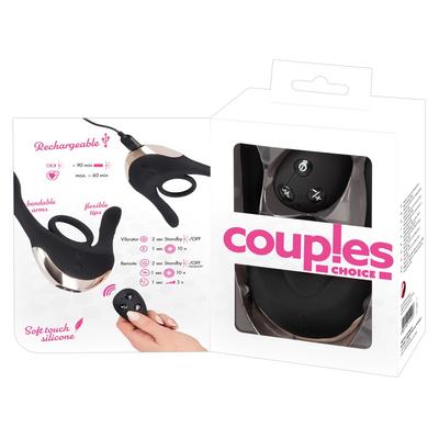 Kép 2/13 - Couples Choice - akkus, 3 motoros párvibrátor (fekete) - 2