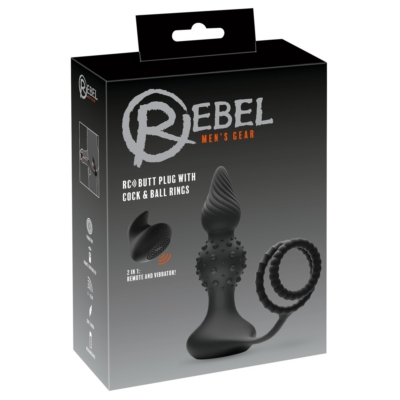 Kép 1/15 - Rebel 2in1 - akkus, rádiós anál vibrátor péniszgyűrűvel (fekete)
