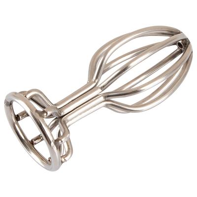 Kép 5/8 - ANOS Metal (2,8cm) - kalitkás acél anál dildó (ezüst) - 5