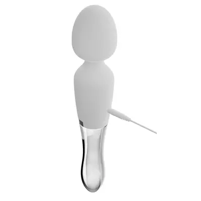 Kép 15/21 - Liaison Wand - akkus, szilikon-üveg LED-es vibrátor (áttetsző-fehér) - 8