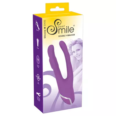 Kép 1/8 - SMILE Double - kétágú szilikon vibrátor (lila)
