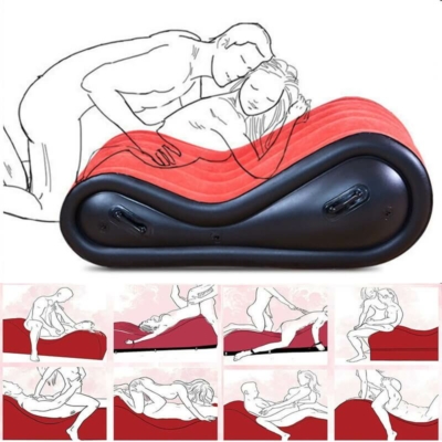 Kép 8/18 - Magic Pillow - Felfújható szexágy - bilincsekkel - nagy (piros) - 8