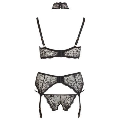 Kép 6/8 - / Cottelli Plus Size - dögös csipke fehérnemű trió (fekete) - 6