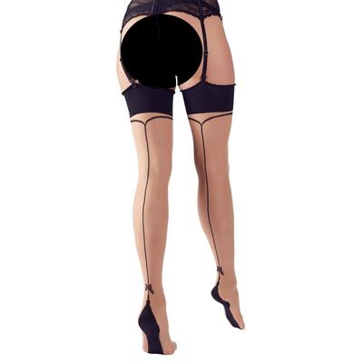 Kép 3/4 - Cottelli Legwear - hátul csíkos, masnis harisnya (natúr) - 3
