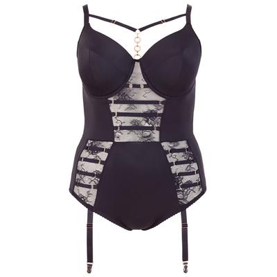 Kép 5/6 - / Cottelli Plus Size - pántos-csipkés láncos body (fekete) - 5