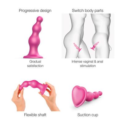 Kép 3/5 - Strap-on-me Beads S - gyöngyös, talpas dildó (pink) - 3
