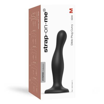 Kép 1/5 - Strap-on-me Curvy M - hullámos, talpas dildó (fekete)