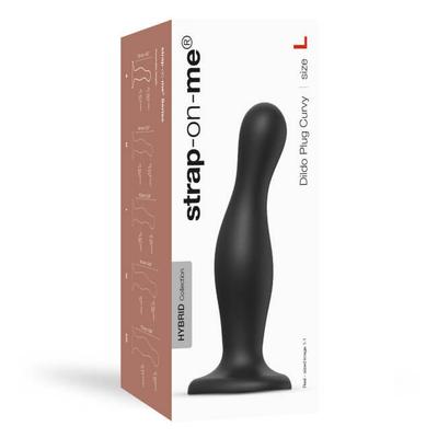 Kép 1/5 - Strap-on-me Curvy L - hullámos, talpas dildó (fekete)