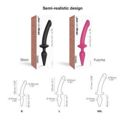 Kép 3/6 - Strap-on-me Swith Semi-Realistic S - 2in1 szilikon dildó (fekete) - 3