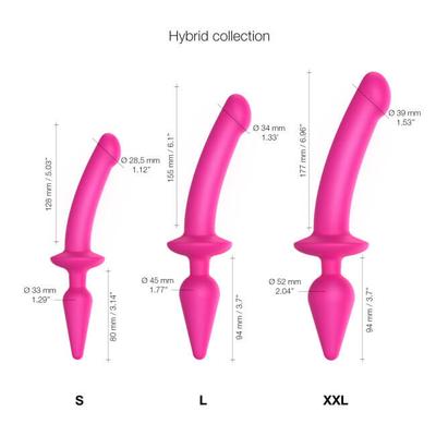 Kép 5/6 - Strap-on-me Swith Semi-Realistic S - 2in1 szilikon dildó (pink) - 5