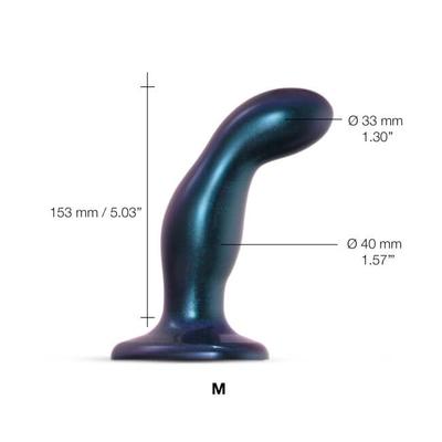 Kép 3/5 - Strap-on-me Snaky M - hajlított anál dildó (metálkék) - 3