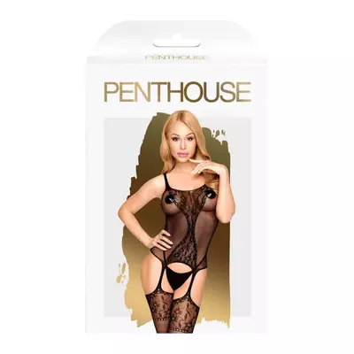 Kép 5/5 - Penthouse Miss Curvy - csipkemintás, necc szett (fekete) - 3