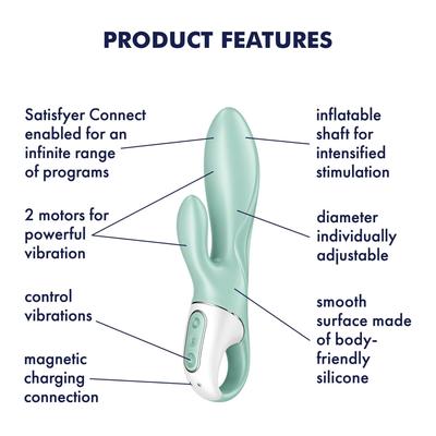 Kép 8/8 - Satisfyer Air Pump Bunny 5 - okos, akkus pumpálható vibrátor (menta) - 8