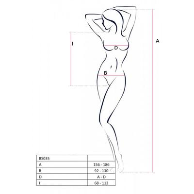 Kép 2/2 - Passion BS035 - extrém vállpántos, nyitott necc body (fehér) - S-L - 2