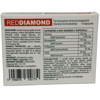Kép 2/2 - Red Diamond - természetes étrend-kiegészítő férfiaknak (4db) - 2