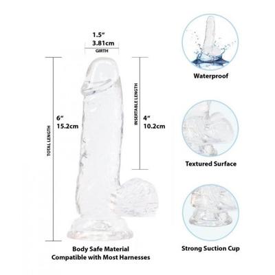 Kép 2/2 - Addiction Crystal - talpas, herés dildó (áttetsző) - 15cm - 2