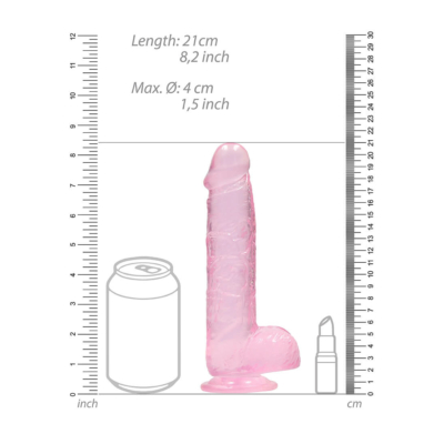 Kép 3/7 - REALROCK - áttetsző élethű dildó - pink (19cm) - 3