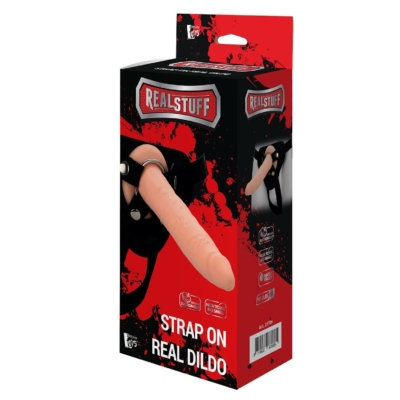 Kép 1/3 - RealStuff Strap-On - keskeny, felcsatolható dildó (natúr)