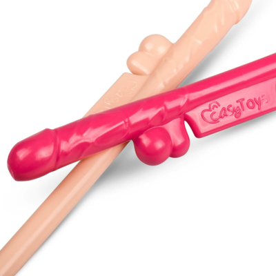 Kép 3/8 - Easytoys Penis Straws - péniszes szívószál (sötét pink-natúr) - 10db - 3