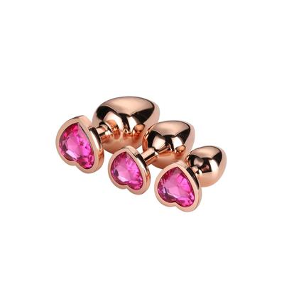 Kép 2/5 - Gleaming Love - szíves anál kúp dildó szett - rosegold (3 részes) - 2
