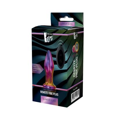 Kép 7/7 - Glamour Glass - kúpos, rádiós, üveg anál vibrátor (színes) - 7