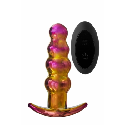 Kép 1/8 - Glamour Glass - gyöngyös, rádiós, üveg anál vibrátor (színes)