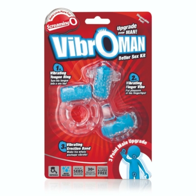 Kép 4/6 - Screaming Vibroman - vibrációs péniszgyűrű szett - kék (3 részes) - 4
