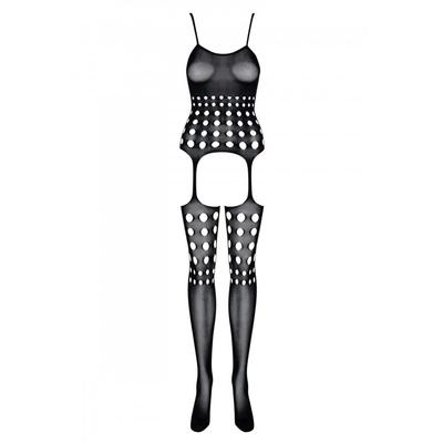 Kép 3/4 - Obsessive G310 Plus Size - pöttyös-lyukacsos necc szett - fekete (XL-XXL) - 3