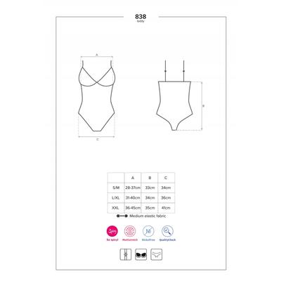 Kép 5/5 - / Obsessive 838-TED-1 - áttetsző, pikáns, csipkés, nyitott body (fekete) - 5