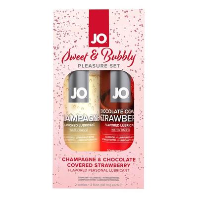 Kép 1/2 - JO System Sweet & Bubble - ízes síkosító szett - pezsgő-csokis eper (2db)