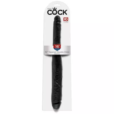 Kép 1/5 - King Cock 16 Tapered - élethű dupla dildó (41cm) - fekete