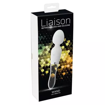 Kép 1/21 - Liaison Wand - akkus, szilikon-üveg LED-es vibrátor (áttetsző-fehér)