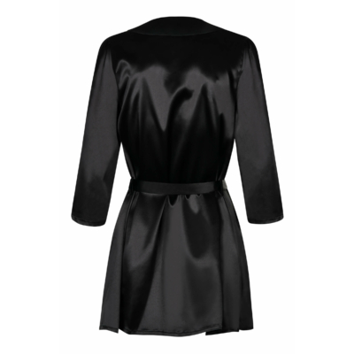 Kép 4/7 - / Obsessive Satinia Robe - rövid szatén köntös tangával (fekete)