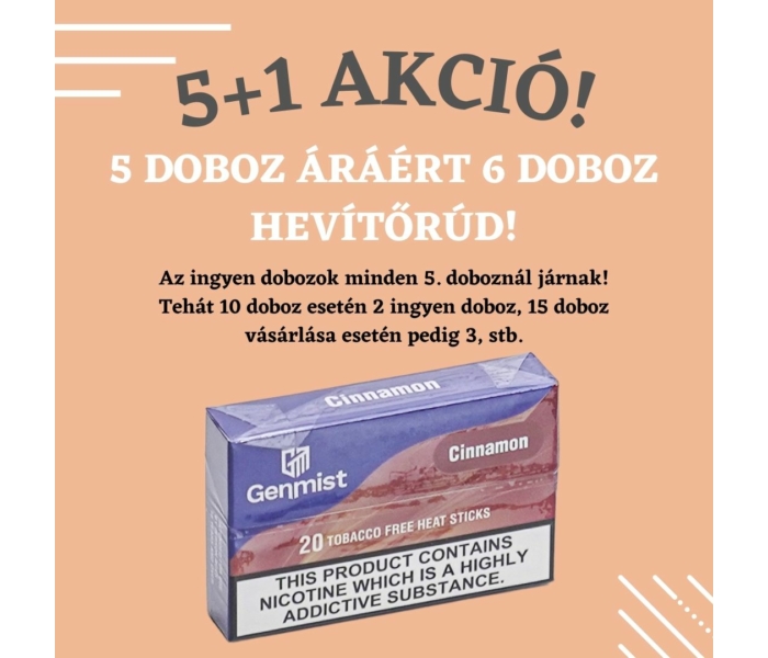 5+1 akció - Genmist fahéj ízű nikotinos hevítőrúd