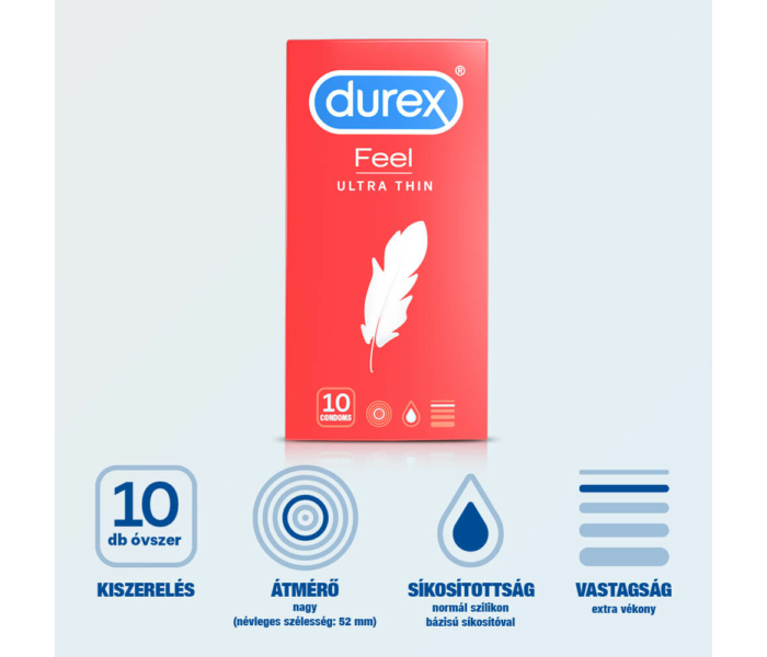Durex Feel Ultra Thin - ultra élethű óvszer (10db) - 6