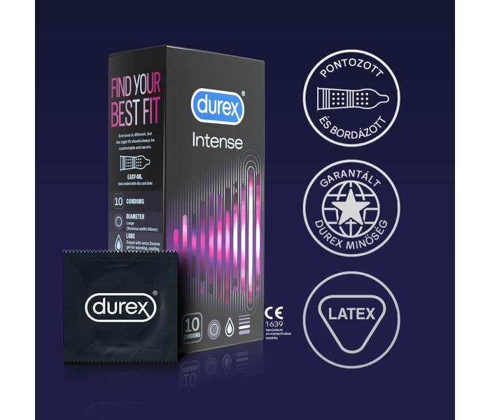 Durex Intense - bordázott és pontozott óvszer (10db) - - 5