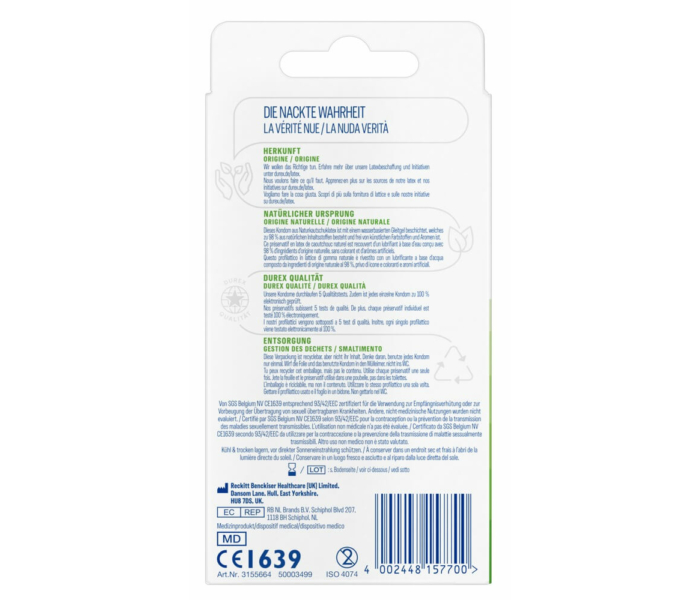 Durex Naturals - vékony óvszer vízalapú síkosítóval (10db) - 4