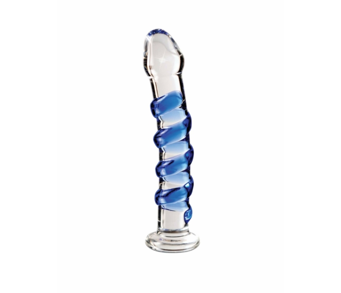 Icicles No. 5 - spirális üveg dildó (áttetsző-kék) - 3