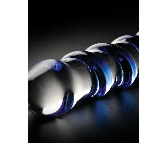Icicles No. 5 - spirális üveg dildó (áttetsző-kék) - 5