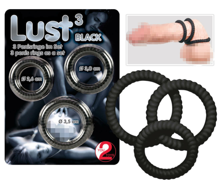 You2Toys - Lust péniszgyűrű trió - fekete - 2