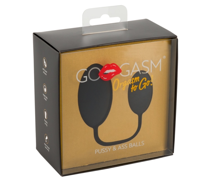 GoGasm Pussy & Ass - anál és hüvelyi gésagolyó duó (fekete)